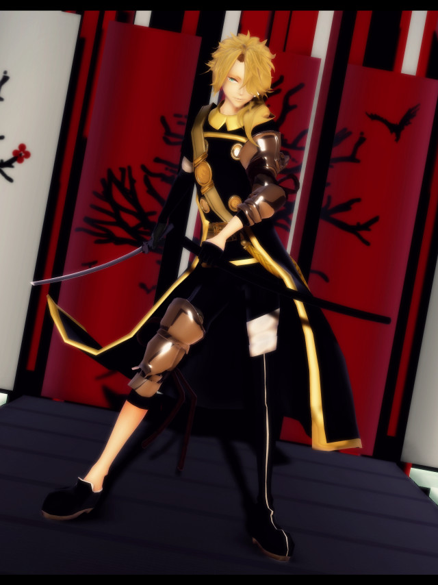 Woman black gold outfit sword free wallpaper for mobile - medium preview image