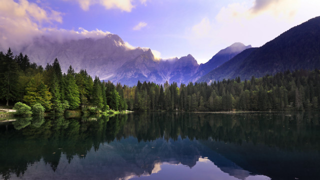 Lake mountains trees cloudy sky #21 free wallpaper for desktop - medium preview image