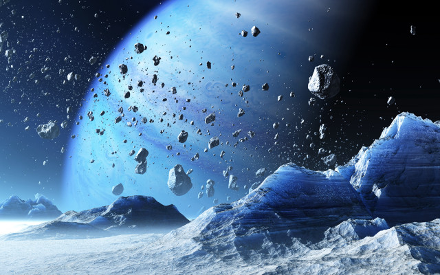 Space rocks snow planet night free wallpaper for desktop - medium preview image