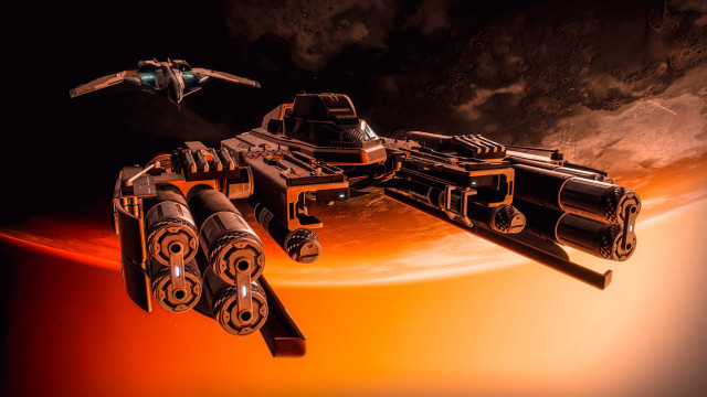 Sci fi spaceship red sun free wallpaper for desktop - medium preview image