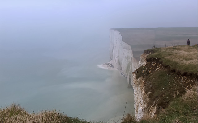 White cliff person outlook mountains free wallpaper for desktop - medium preview image