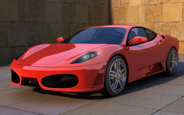 Red sports car sidewalk open free wallpaper for desktop - medium preview image