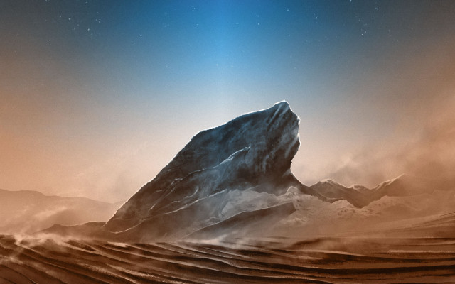 Desert rock mountain starry sky free wallpaper for desktop - medium preview image