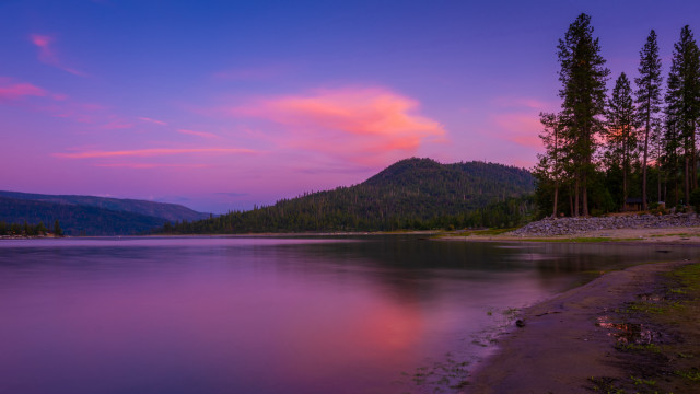 Lake mountain sunset pink clouds free wallpaper for desktop - medium preview image