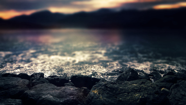 Rock beach water cloudy sky free wallpaper for desktop - medium preview image