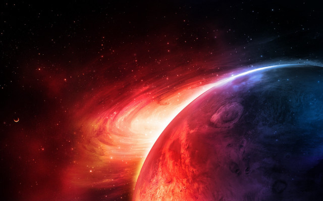 Space colorful red blue foreground free wallpaper for desktop - medium preview image