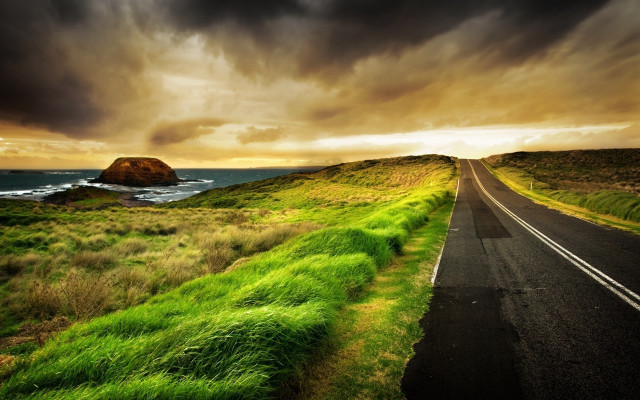 Australian hill road rock water free wallpaper for desktop - medium preview image