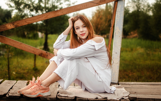 Woman bridge white dress pink free wallpaper for desktop - medium preview image