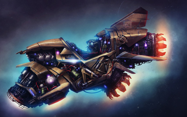 Futuristic flying vehicle engine glowing free wallpaper for desktop - medium preview image