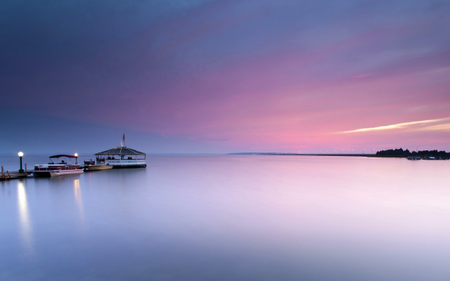 Dock boat house sunset pink free wallpaper for desktop - medium preview image