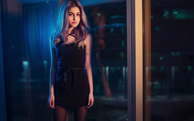 Elina karimova black dress city #2 free wallpaper for desktop - medium preview image