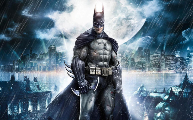 Batman standing rain cape open free wallpaper for desktop - medium preview image