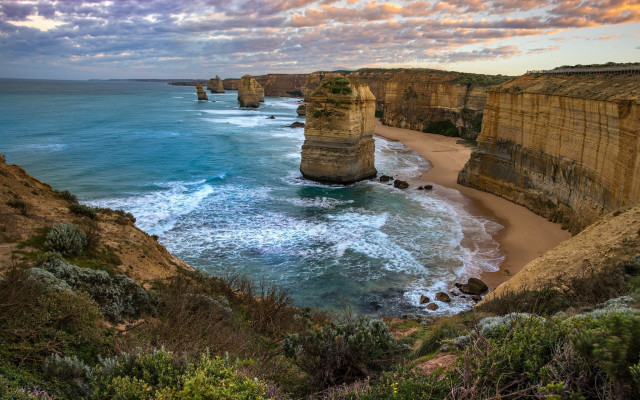 Australian tonalism beach cliff water free wallpaper for desktop - medium preview image