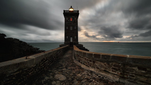 Lighthouse rocky shore cloudy sky #8 free wallpaper for desktop - medium preview image