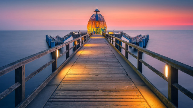 Pier light night colorful sky free wallpaper for desktop - medium preview image