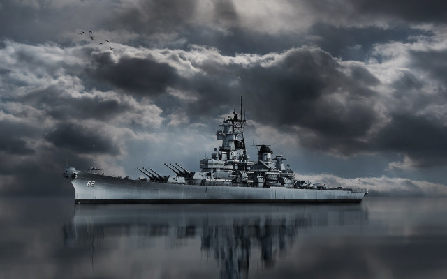 Ship water clouds birds city free wallpaper for desktop - medium preview image