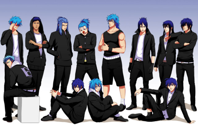 Anime group black outfits blue free wallpaper for desktop - medium preview image