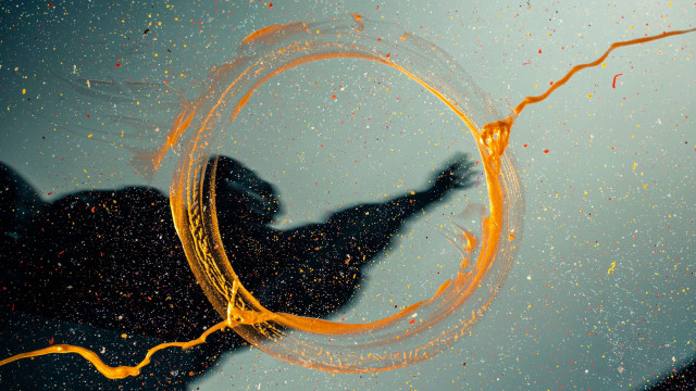 Spinning yellow object astronaut fireworks free wallpaper for desktop - medium preview image