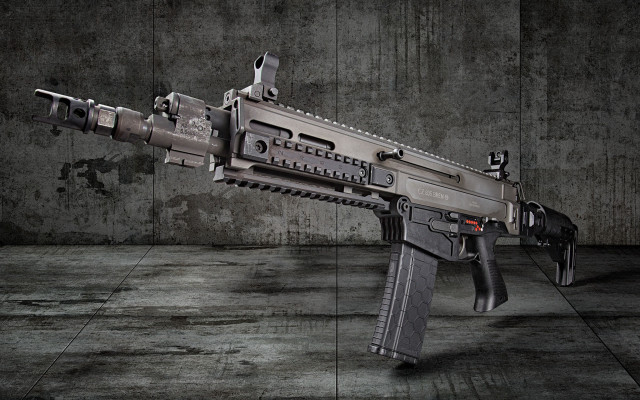 Gun red dot dark room free wallpaper for desktop - medium preview image