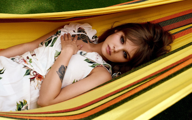 Hammock girl tattoo fashion floral free wallpaper for desktop - medium preview image