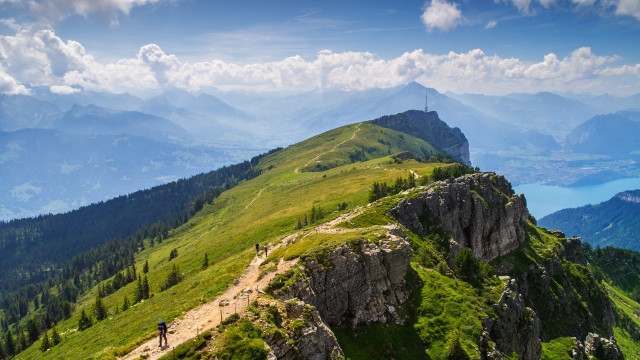 Man hillside forest mountains landscape free wallpaper for desktop - medium preview image