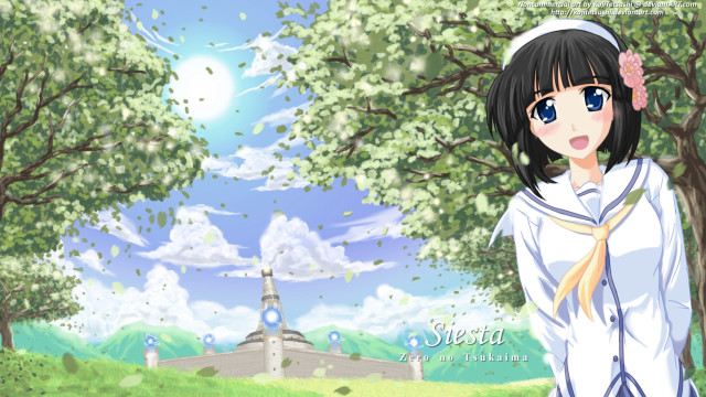 Anime girl tree sky building free wallpaper for desktop - medium preview image