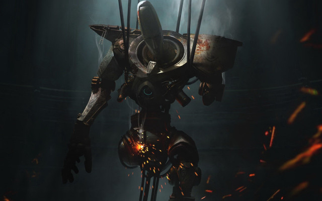 Robot light shining metal embers free wallpaper for desktop - medium preview image