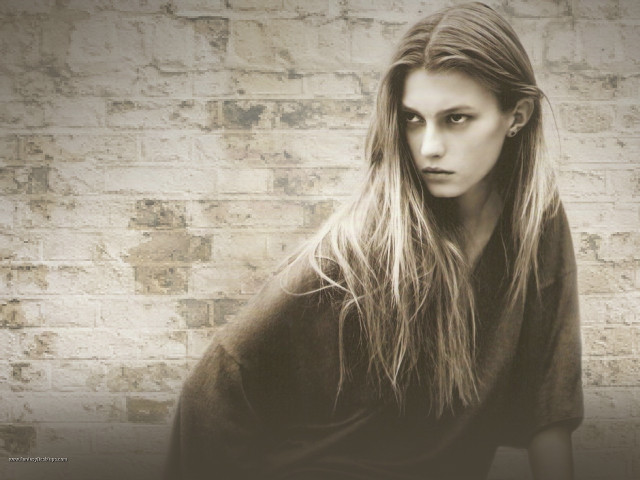 Woman long hair brick wall #12 free wallpaper for desktop - medium preview image