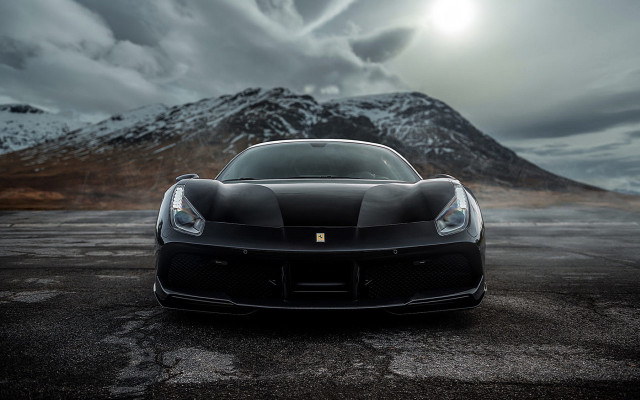 Black sports car mountain cloud free wallpaper for desktop - medium preview image