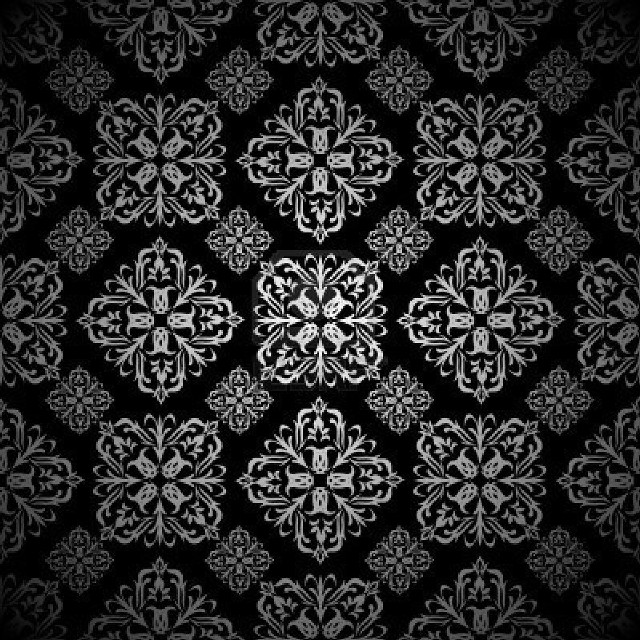 Black white floral pattern leaves free wallpaper for tablet - medium preview image