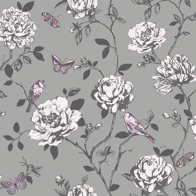 Gray white flower butterfly pink free wallpaper for tablet - medium preview image