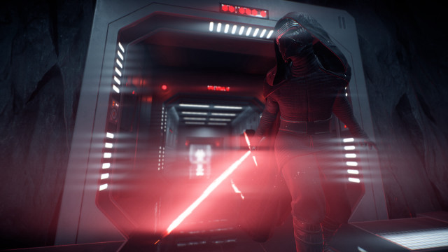 Futuristic spacewoman light saber red free wallpaper for desktop - medium preview image