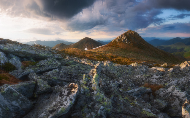 Mountain range cloudy sky rocks free wallpaper for desktop - medium preview image