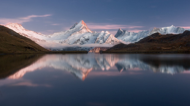 Mountain range reflection sunset lake free wallpaper for desktop - medium preview image