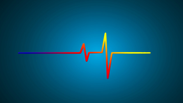 Colorful heartbeat blue background red free wallpaper for desktop - medium preview image