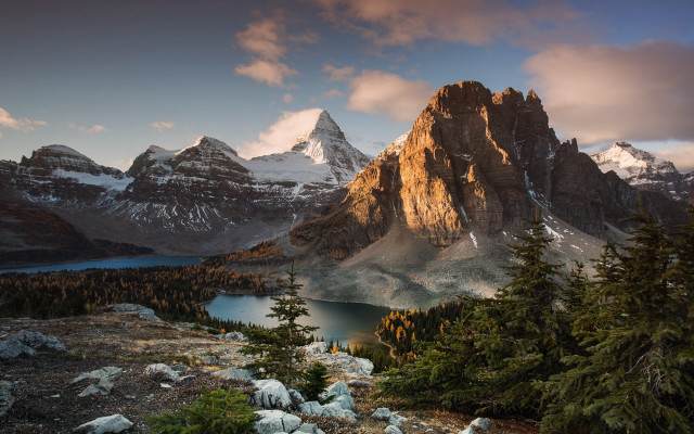 Mountain lake trees sunset sky #3 free wallpaper for desktop - medium preview image