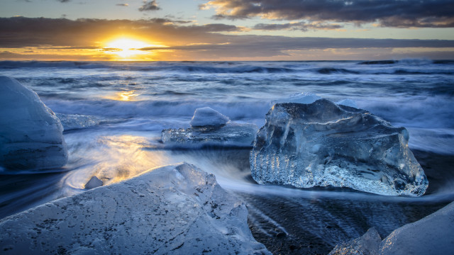 Large iceberg beach sunset ocean free wallpaper for desktop - medium preview image