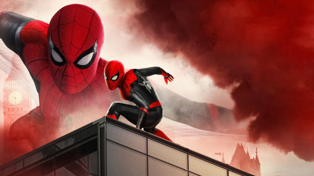 Spiderman building clocktower smoke sotsart free wallpaper for desktop - medium preview image