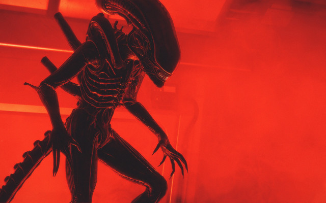 Alien statue red room glowing free wallpaper for desktop - medium preview image