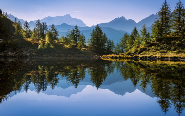 Lake mountains trees sky clouds #27 free wallpaper for desktop - medium preview image