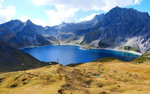 Mountain range lake background cloudy #2 free wallpaper for desktop - medium preview image