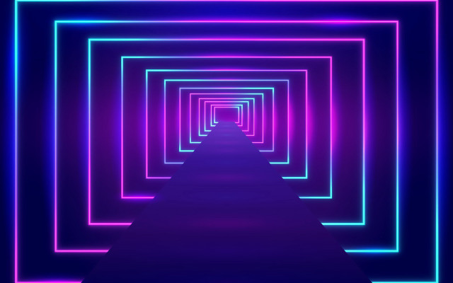 Neon tunnel hallway retrofuturism beeple free wallpaper for desktop - medium preview image