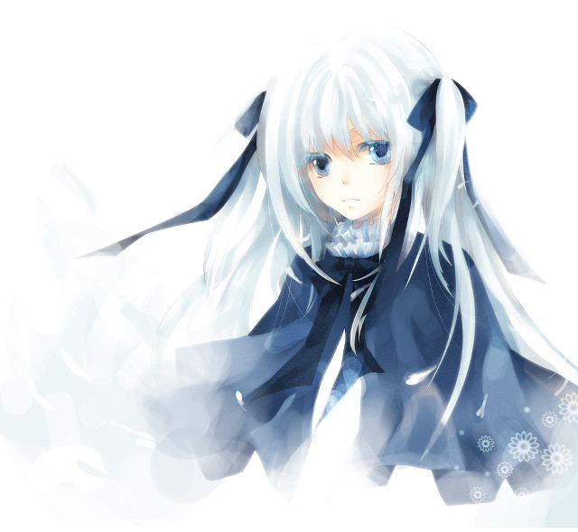 Anime whitehair blueeyes blackoutfit bowtie free wallpaper for tablet - medium preview image