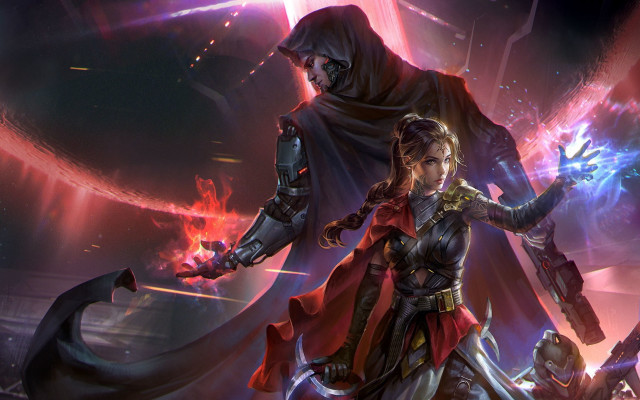 Demon couple fantasy armor fire free wallpaper for desktop - medium preview image