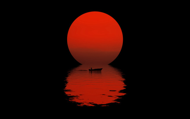 Boat sunset red sun moon #2 free wallpaper for desktop - medium preview image