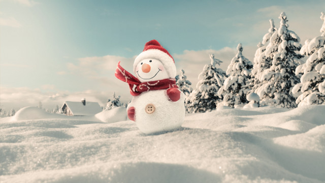 Snowman red scarf hat winter free wallpaper for desktop - medium preview image