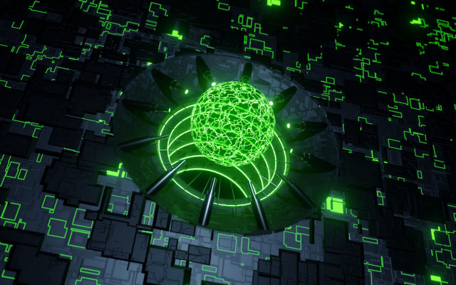 Green black abstract center circular free wallpaper for desktop - medium preview image