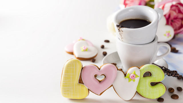 Coffee cookies flower vase love free wallpaper for desktop - medium preview image