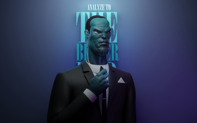 Man suit blue background glowing free wallpaper for desktop - medium preview image