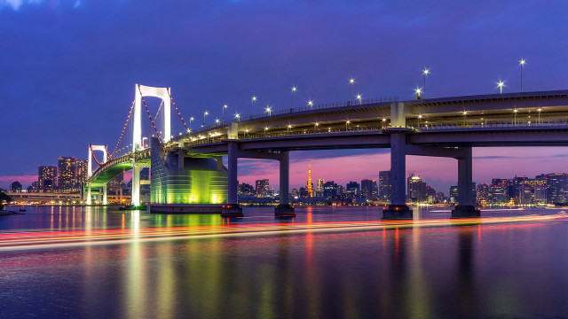 Bridge city lights night tokyo free wallpaper for desktop - medium preview image